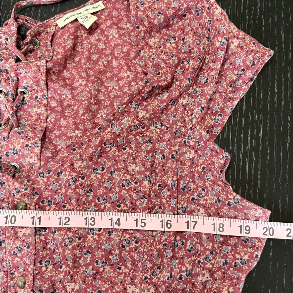 American Eagle Cottagecore Pink Floral Cutout Back Mini Dress Size XL - Picture 9 of 9